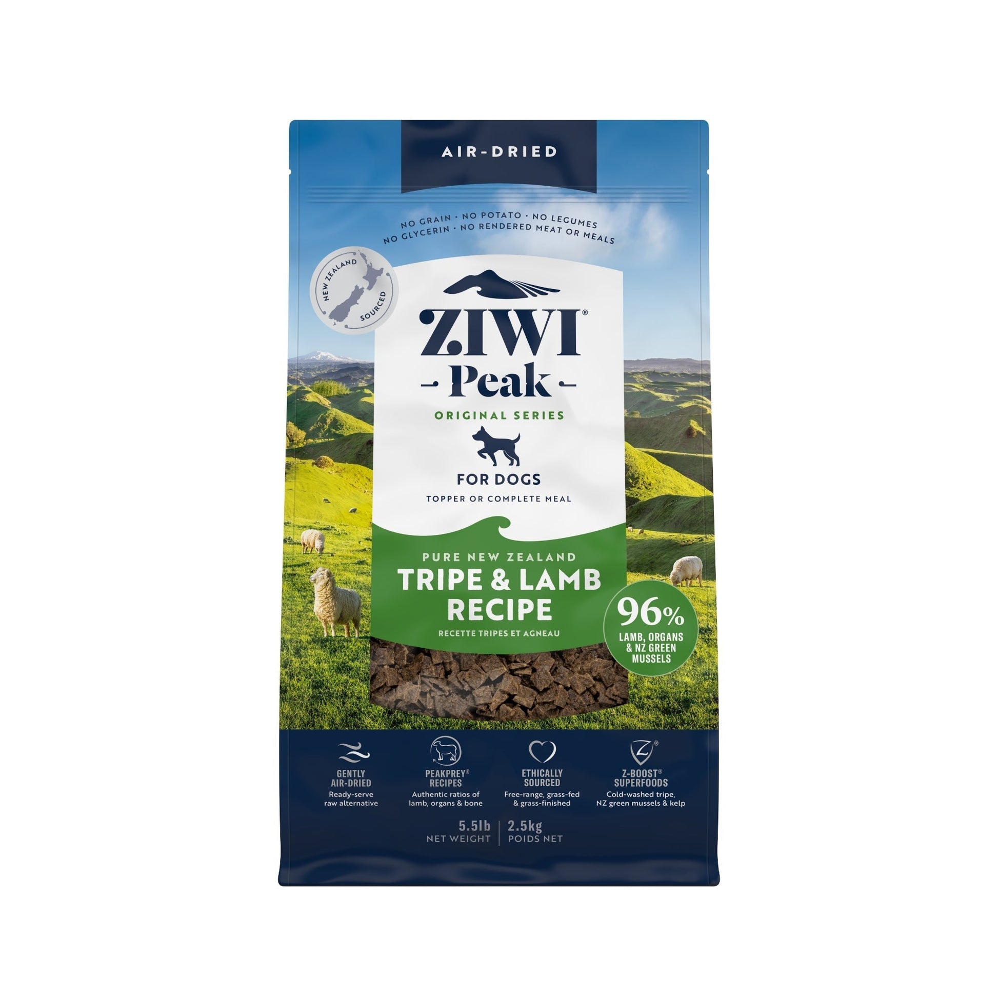 ZIWI Peak Air - dried Original Series Tripe & Lamb Recipe for dogs - Air Dried - 2.5kg Bag - Warkworth