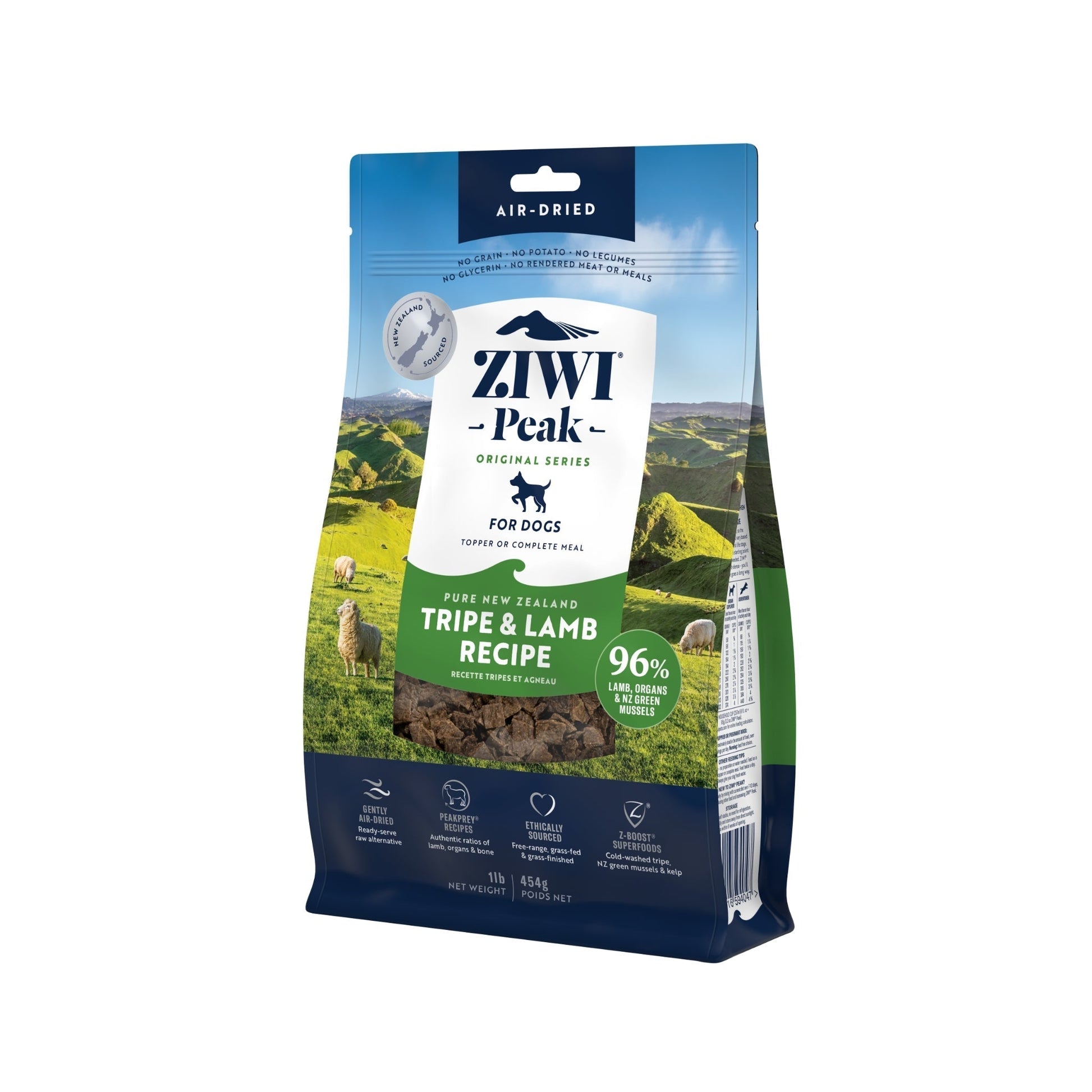 ZIWI Peak Air - dried Original Series Tripe & Lamb Recipe for dogs - Air Dried - 454g Bag - Warkworth