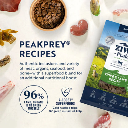 ZIWI Peak Air - dried Original Series Tripe & Lamb Recipe for dogs - Air Dried - 2.5kg Bag - Warkworth