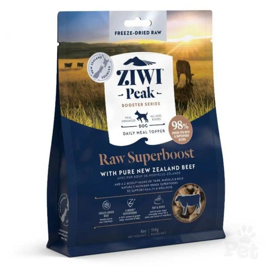 ZIWI Peak® Raw Superboost Beef Recipe - Food - Freeze-Dried - 114g Bag Front - Warkworth - Live Probiotic for Gut Health