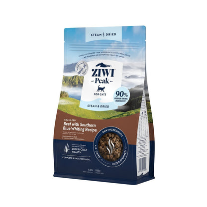 ZIWI Peak® Steam & Dried Beef with Southern Blue Whiting for cats - Dry - 800g Bag Right Angle - Warkworth - Raw Alternative