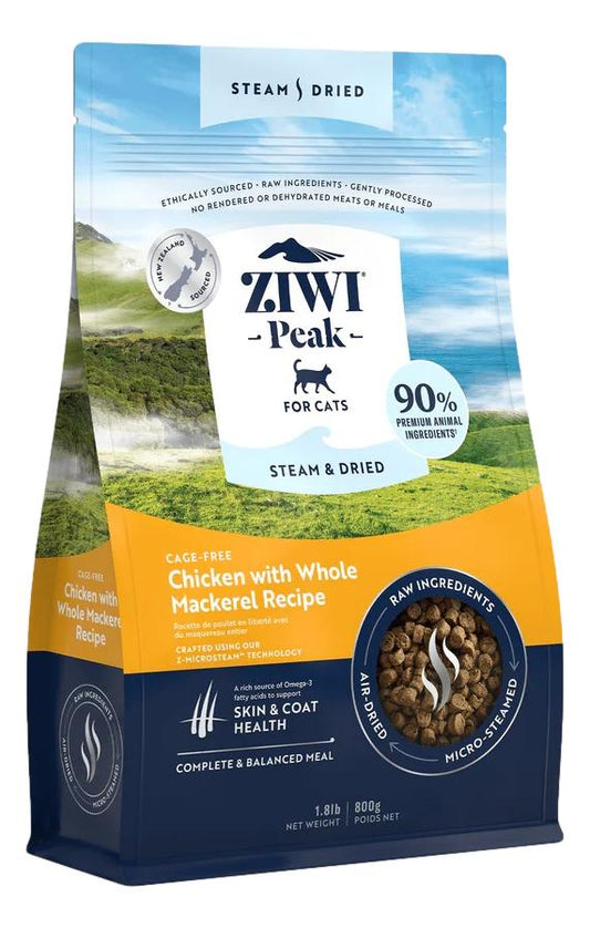 Ziwi Peak Steam & Dried Chicken with Whole Mackeral for Cats - Tuck In Healthy Pet Food & Animal Natural Health Supplies