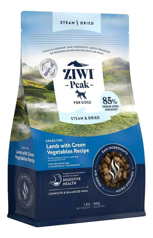 Ziwi Peak Steam & Dried Lamb with Green Vegetables for Dogs - Tuck In Healthy Pet Food & Animal Natural Health Supplies
