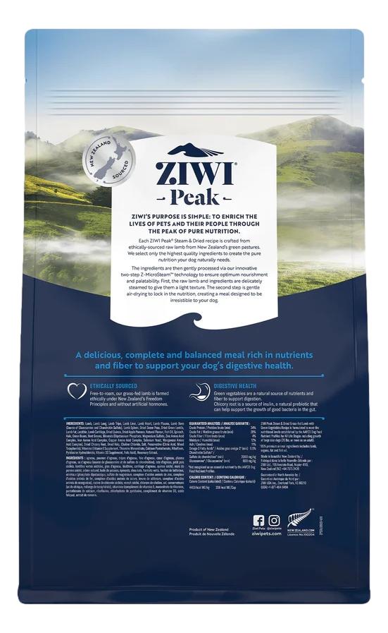 Ziwi Peak Steam & Dried Lamb with Green Vegetables for Dogs - Tuck In Healthy Pet Food & Animal Natural Health Supplies