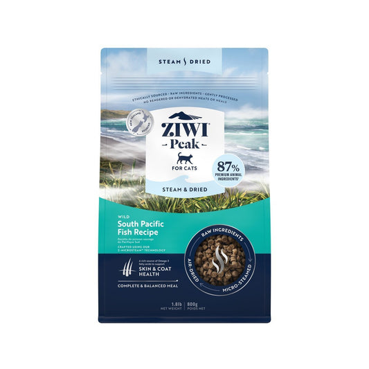 ZIWI Peak® Steam & Dried Wild South Pacific Fish for cats - Dry - 800g Bag Front - Warkworth - Healthy Raw Alternative