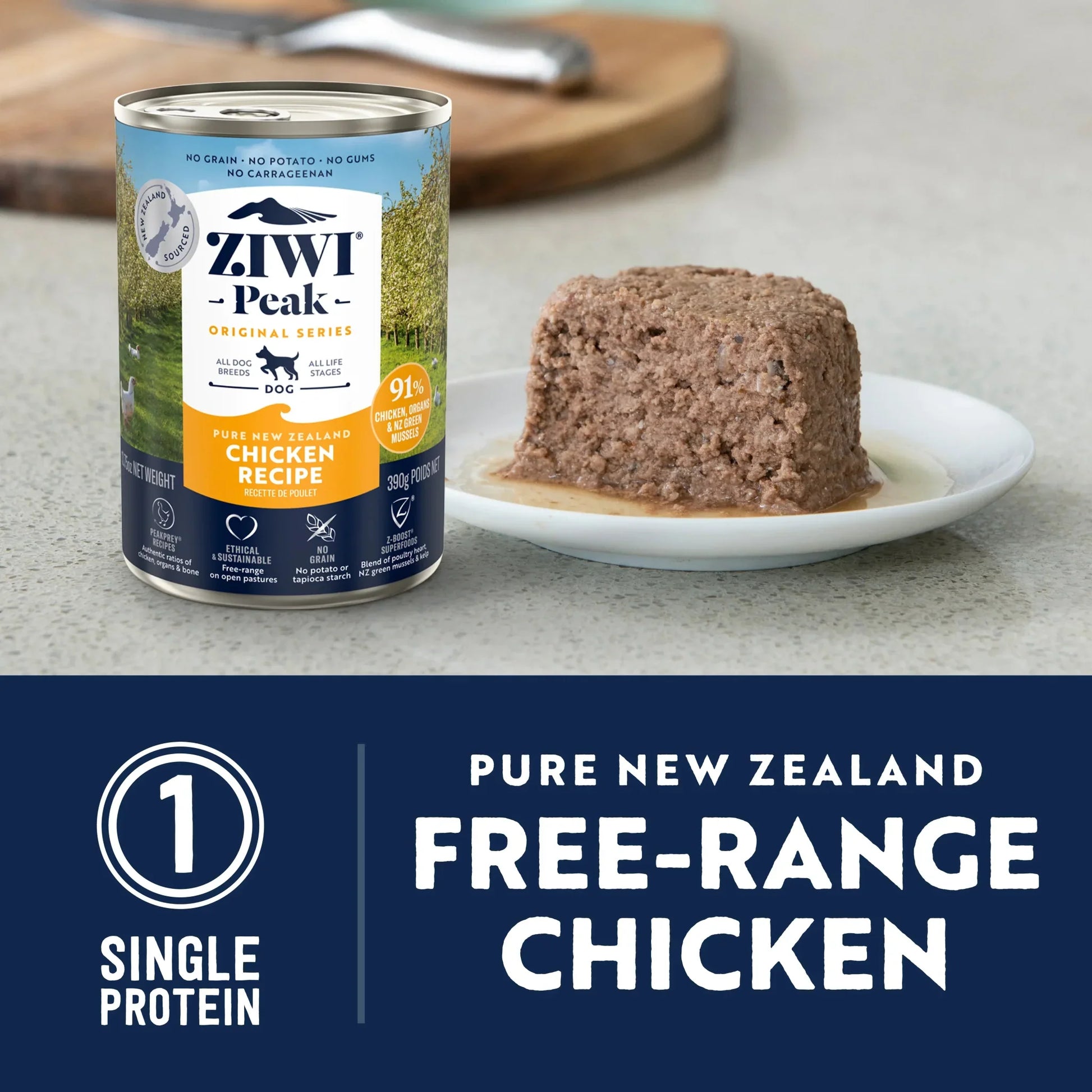 ZIWI Peak® Wet Original Series Chicken Recipe for dogs - Food - 390g Can -Single Protein - Warkworth - Pure New Zealand