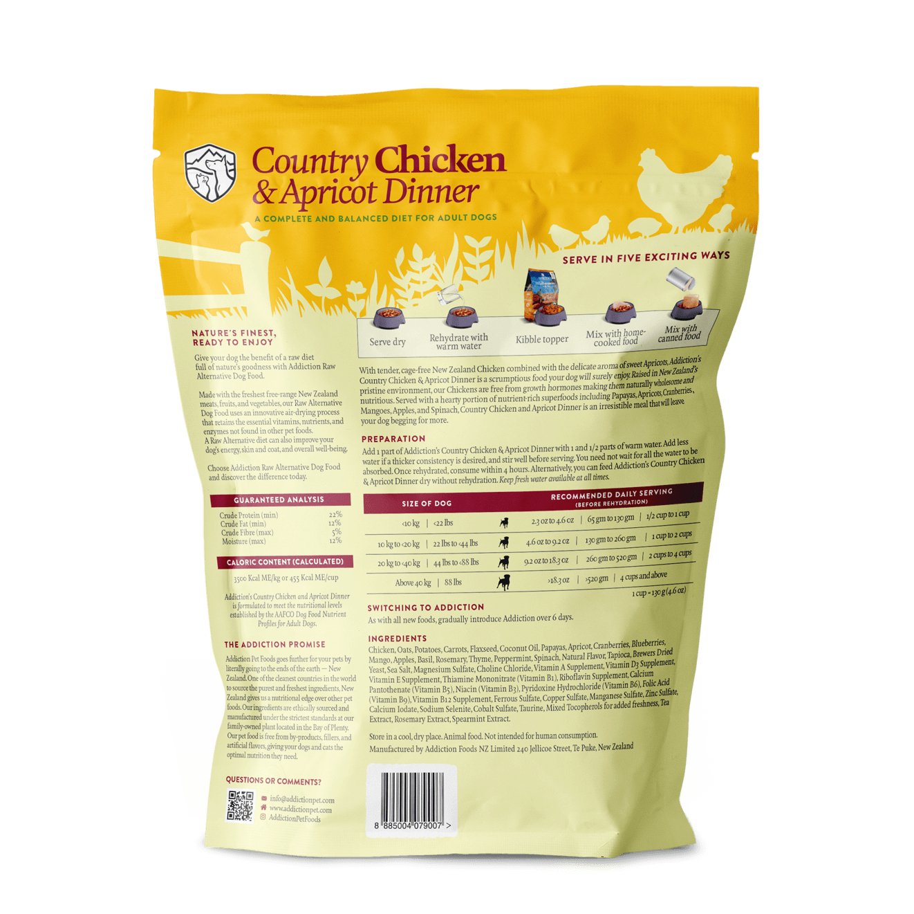 Addiction Country Chicken and Apricot Dinner - Raw Alternative! - Tuck In Healthy Pet Food & Animal Natural Health Supplies