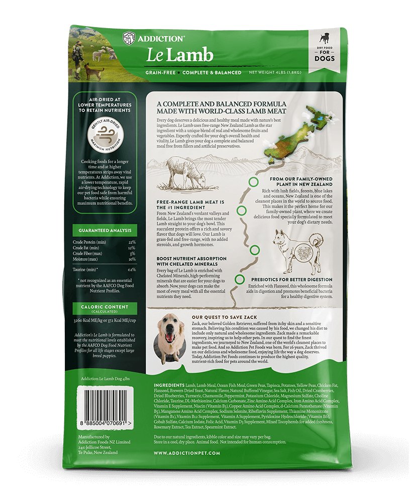 Addiction Le Lamb, Complete & Balanced, Digestive Health Dry Dog Food - Tuck In Healthy Pet Food & Animal Natural Health Supplies