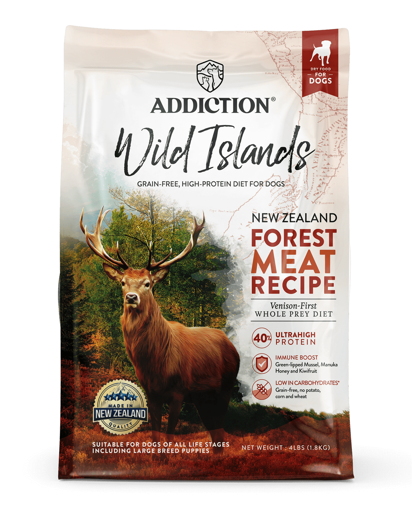 Addiction Wild Islands Forest Meat, High Protein, Free-Range Venison Dry Dog Food - Tuck In Healthy Pet Food & Animal Natural Health Supplies