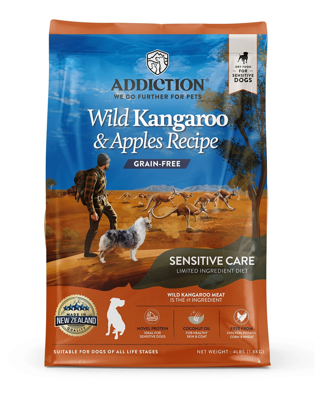 Addiction Wild Kangaroo & Apples, Sensitive Care, Novel Protein Dry Dog Food - Tuck In Healthy Pet Food & Animal Natural Health Supplies
