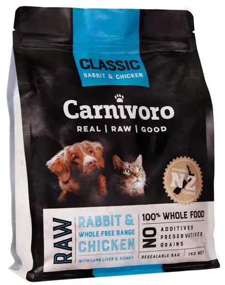 Carnivoro Classic Rabbit & Free-range Chicken 1kg - Tuck In Healthy Pet Food & Animal Natural Health Supplies