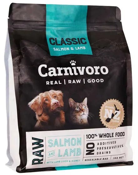 Carnivoro Classic Salmon & Lamb 1kg - Tuck In Healthy Pet Food & Animal Natural Health Supplies