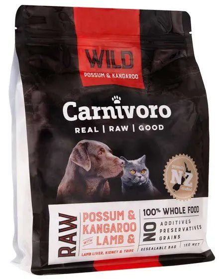 Carnivoro Wild Possum, Kangaroo & Lamb Tripe 1kg - Tuck In Healthy Pet Food & Animal Natural Health Supplies