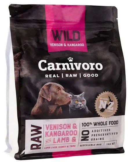 Carnivoro Wild Venison, Kangaroo & Lamb Tripe 1kg - Tuck In Healthy Pet Food & Animal Natural Health Supplies
