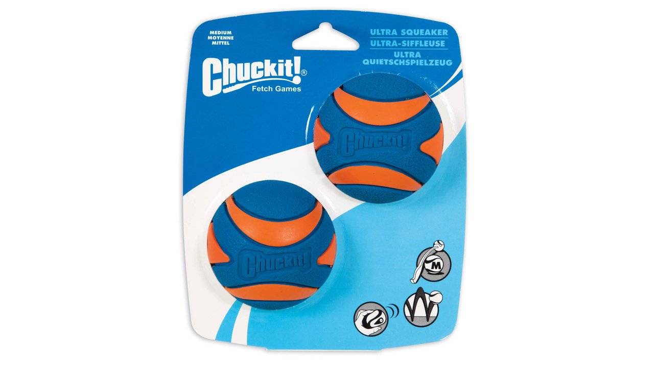 Chuckit Ultra Squeaker Ball Medium - 2pk - Tuck In Healthy Pet Food & Animal Natural Health Supplies