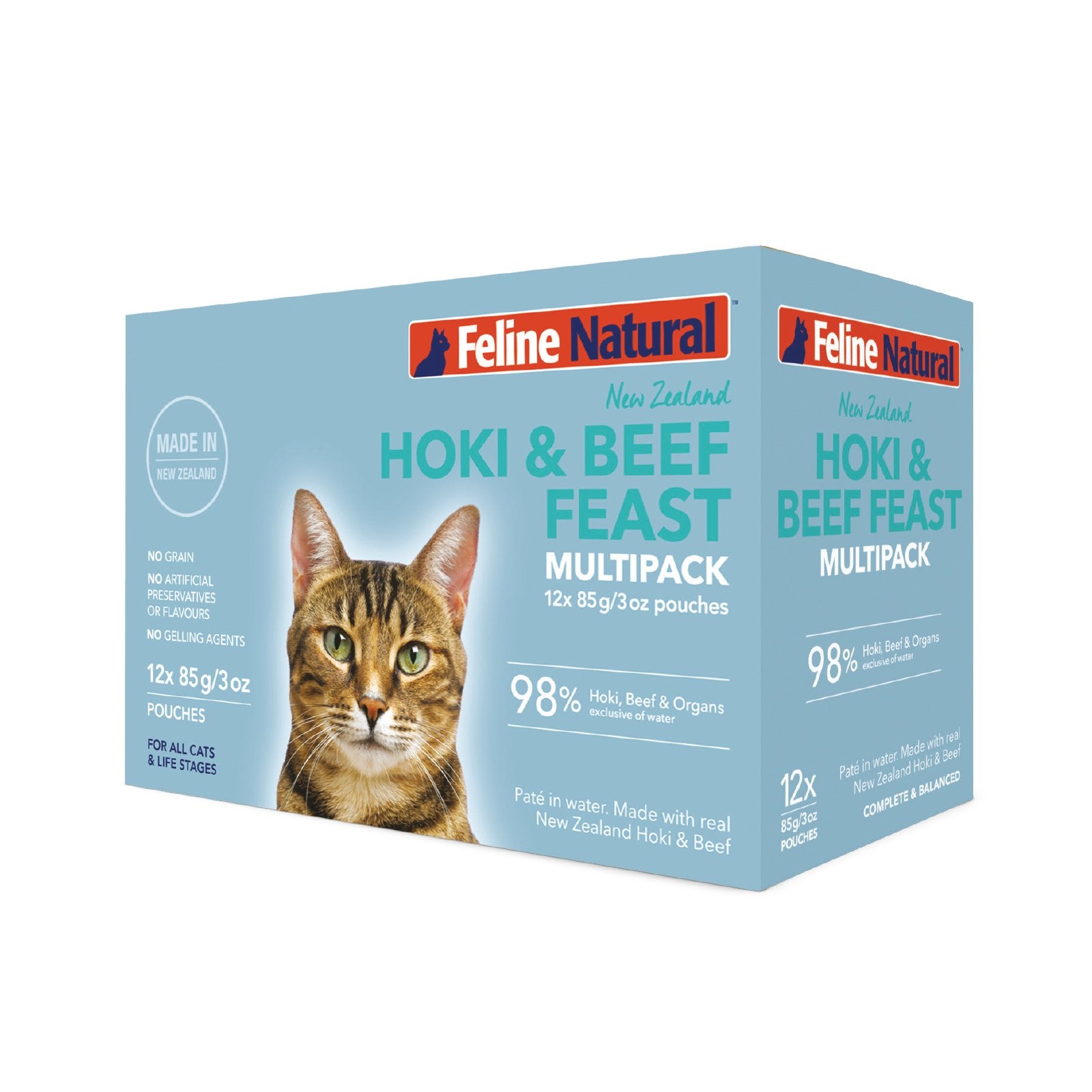 Feline Natural Grain-Free 85g Pouches - Hoki & Beef - Tuck In Healthy Pet Food & Animal Natural Health Supplies