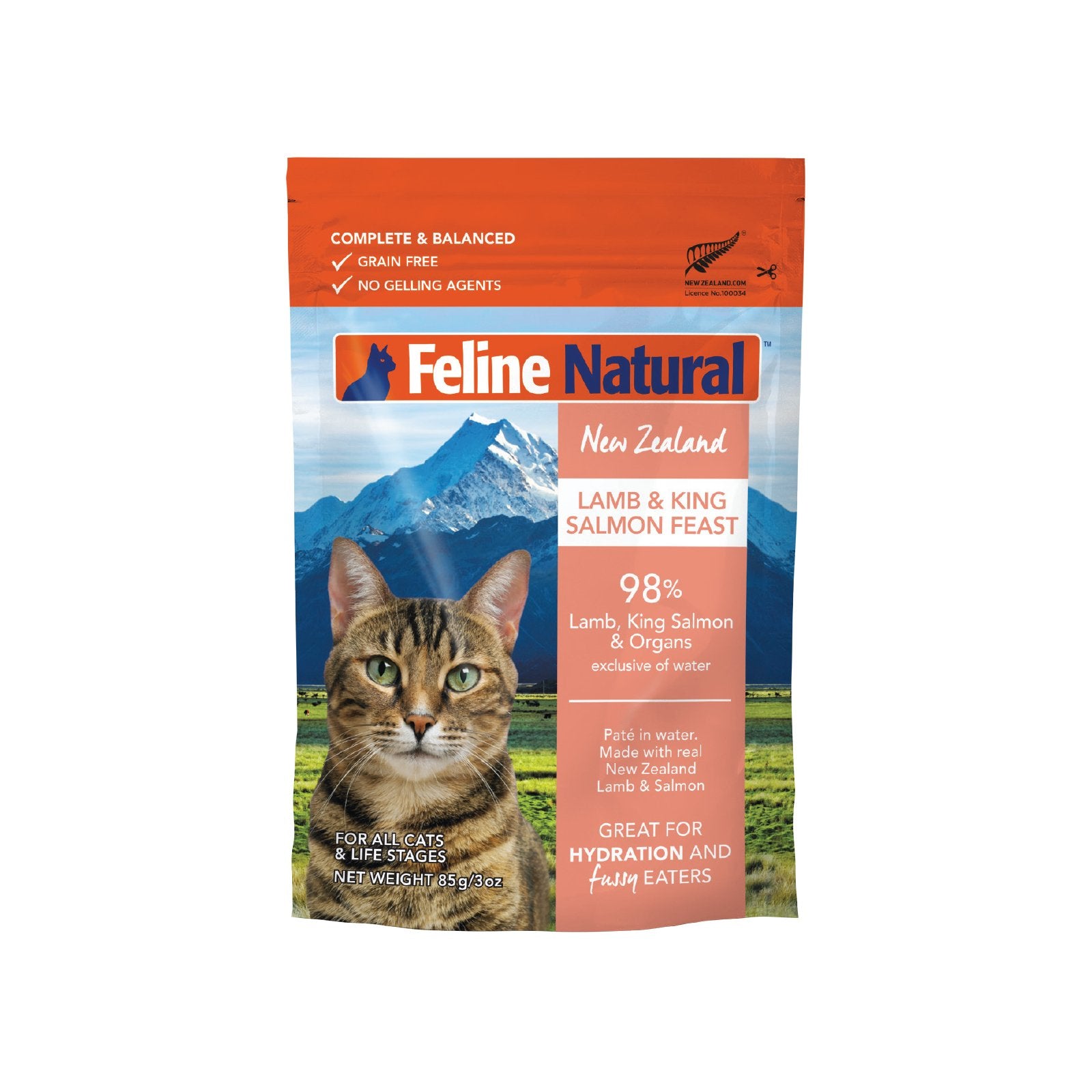 Feline Natural Grain-Free 85g Pouches - Lamb & King Salmon - Tuck In Healthy Pet Food & Animal Natural Health Supplies