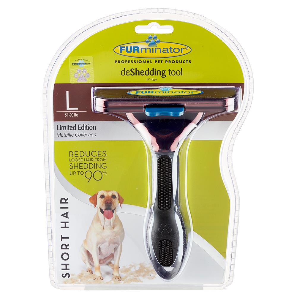 Furminator Large, Short Hair Dog deShedding Tool - Metallic Bronze - Tuck In Healthy Pet Food & Animal Natural Health Supplies