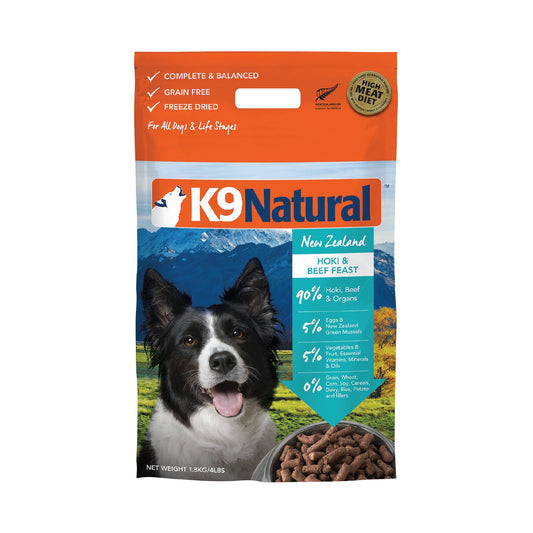 K9 Natural Grain-Free Freeze-Dried Dog Food - Hoki & Beef - Tuck In Healthy Pet Food & Animal Natural Health Supplies