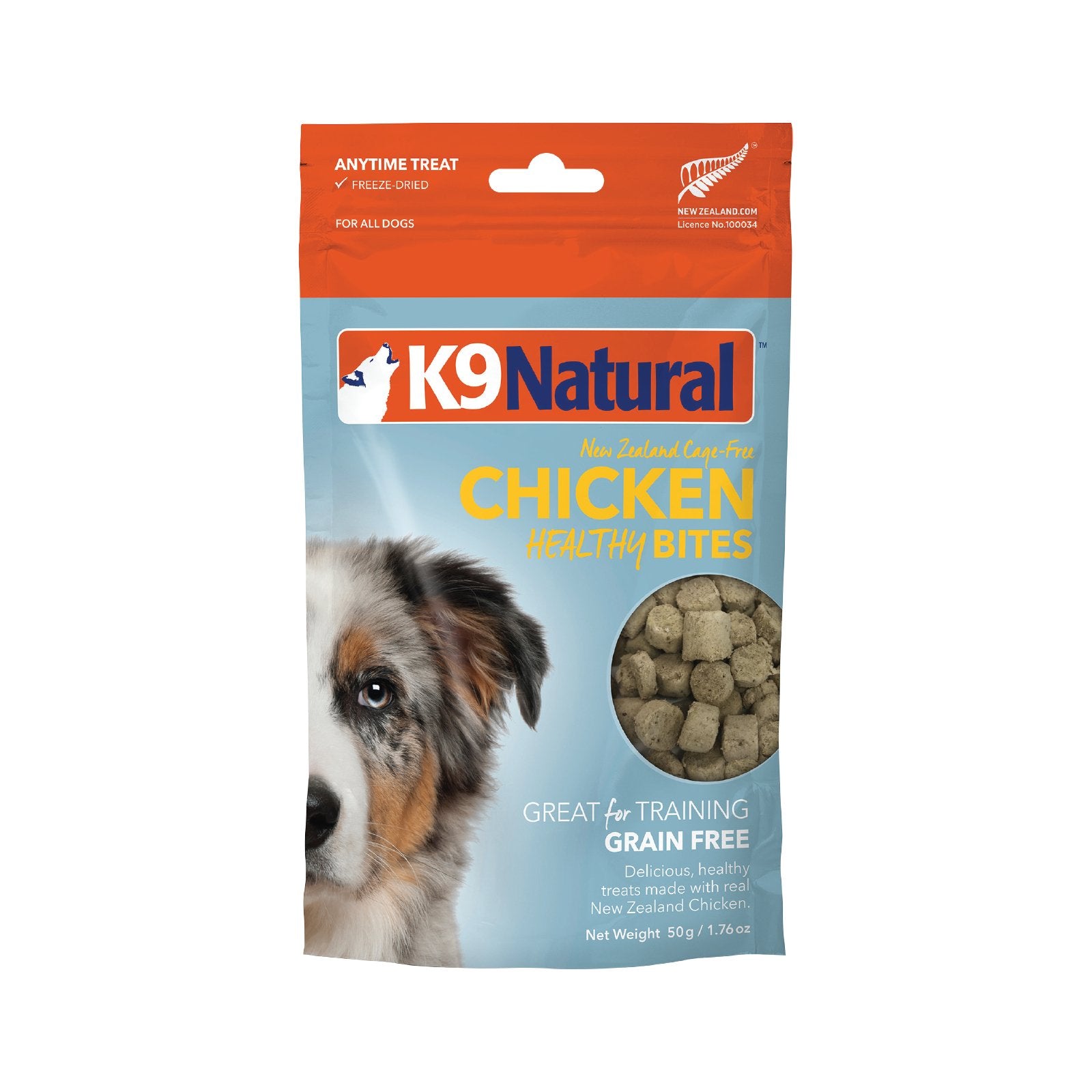 K9 Natural Grain-Free Freeze-Dried Dog Treats, Chicken Bites 50g - Tuck In Healthy Pet Food & Animal Natural Health Supplies