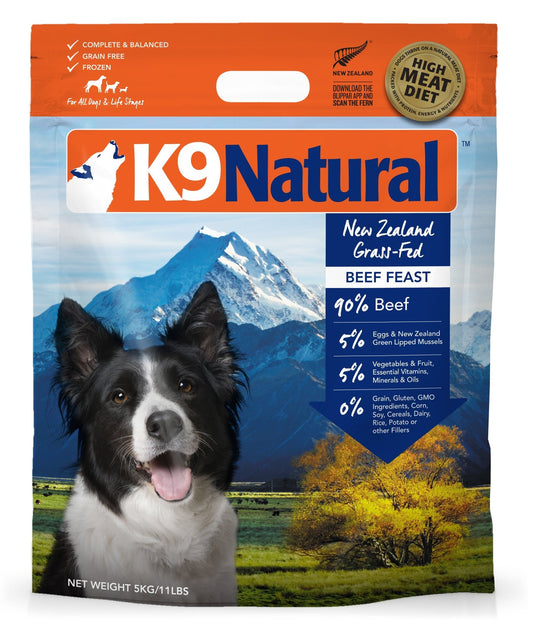 K9 Natural Grain-Free Frozen Dog Food - Beef - Tuck In Healthy Pet Food & Animal Natural Health Supplies