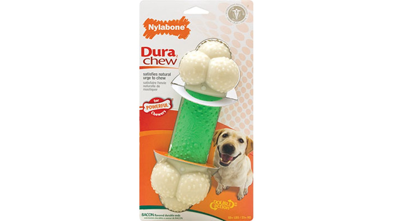 Nylabone Dura Chew Double Action - Bacon Flavoured, Super Size - Tuck In Healthy Pet Food & Animal Natural Health Supplies