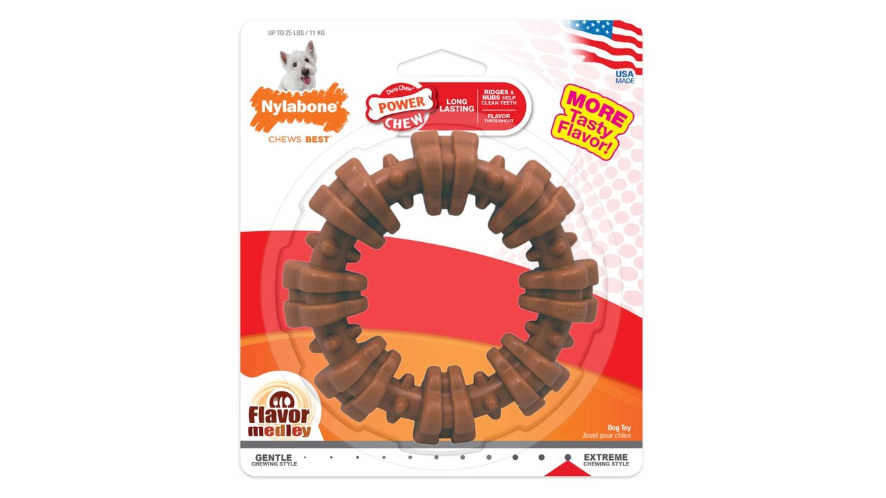 Nylabone Dura Chew Textured Ring - Flavour Medley, Regular Size - Tuck In Healthy Pet Food & Animal Natural Health Supplies