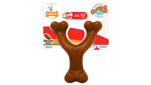 Nylabone Power Chew Wishbone - Bison Flavour, Regular Size - Tuck In Healthy Pet Food & Animal Natural Health Supplies