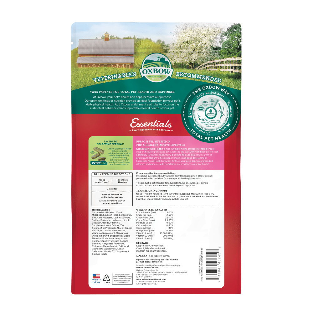 Oxbow Young Rabbit Food - 2.25kg - Tuck In Healthy Pet Food & Animal Natural Health Supplies