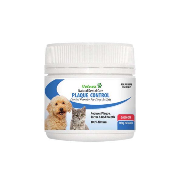 Vetnex Plaque Control Dental Powder - Salmon 100g - Tuck In Healthy Pet Food & Animal Natural Health Supplies